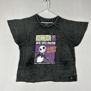 Nightmare Before Christmas Shirt Girls XL Gray Stonewashed Jack Skellington Tee